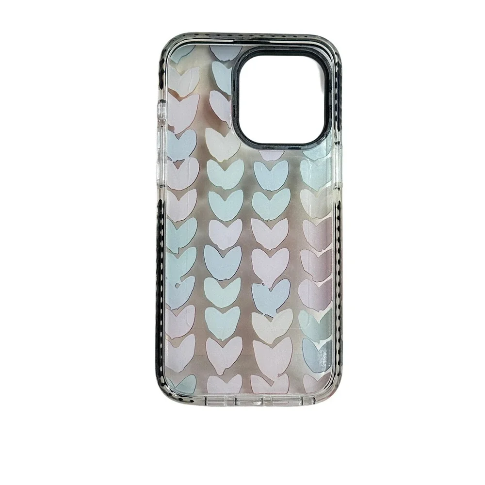 Multi Color Daub Loving Heart Bumper Phone Case for iPhone 15 Pro Max